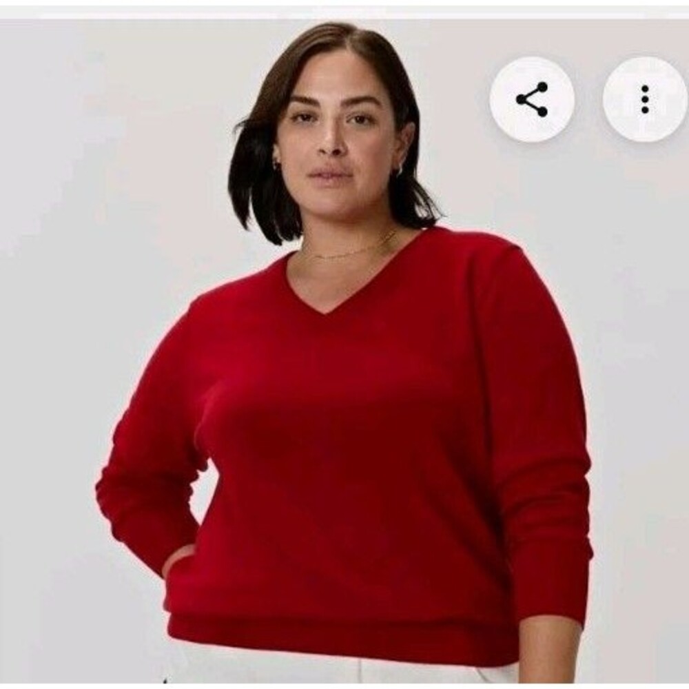 Quince 100% Mongolian Cashmere V-Neck Sweater Crimson sz M Minimalist